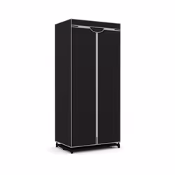 Single Fabric Wardrobe Folding Clothes Closet with Hanging Rail and Zippers
