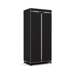Single Fabric Wardrobe Folding Clothes Closet with Hanging Rail and Zippers