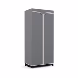Single Fabric Wardrobe Folding Clothes Closet with Hanging Rail and Zippers
