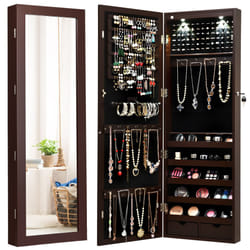 2 IN 1 Mirror Jewelry Cabinet Wall Mounted/Door Hanging Jewelry Armoire Storage