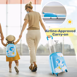 2PCS Kids Luggage Set 12" Backpack 16" Carry-on Suitcase w/Wheels