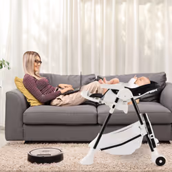 Folding Baby High Chair Adjustable Convertible High Chair W/ Detachable Cushion