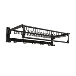Foldable Bathroom Towel Rack Wall Mounted Towel Shelf w/ Adjustable Towel Bar