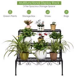 3 Tier Steel Plant Stand Ladder Flower Pot Rack Shoe Rack Display Organiser