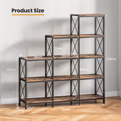 Wooden 9 Cube Bookcase 5 Tier Open Storage Cabinet Free Standing Anti-toppling