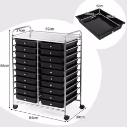 20 Drawers Storage Trolley Mobile Rolling Utility Cart Home Office Organizer