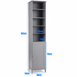 Bathroom Tall Cabinet Slim Freestanding Storage Organizer W/ Adjustable Shelves