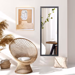 120 x 37cm Full Length Mirror Over the Door Wall Mirror w/ Hanging Hooks