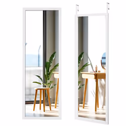 120 x 37cm Full Length Mirror Over the Door Wall Mirror w/ Hanging Hooks