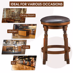 Set of 2 Bar Stools Kitchen Counter Height Pub Chair 360 Â°Swivel 24"/62cm Tall