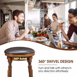 Set of 2 Bar Stools Kitchen Counter Height Pub Chair 360 Â°Swivel 24"/62cm Tall