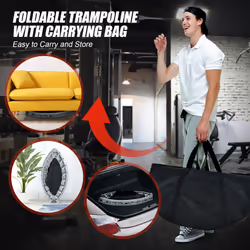 Foldable Jumping Fitness Trampoline Exercise Rebounder 4-Level Adjustable Handle