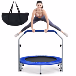 Foldable Jumping Fitness Trampoline Exercise Rebounder 4-Level Adjustable Handle