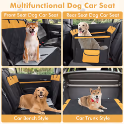 Dog Car Seat Cover for Small & Medium Dogs with Mesh Window & Safety Belt Waterproof