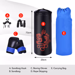 5 PCS Kids Punching Bag Set Boxing Hanging Punching Set w/ Boxing Gloves