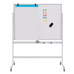 Double Sided Magnetic Whiteboard Adjustable Mobile Revolving Board with Magnets