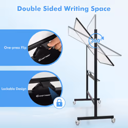 Double Sided Magnetic Whiteboard Adjustable Mobile Revolving Board with Magnets