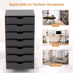 7 Drawer Chest Storage Dresser Floor Cabinet Organizer w/ Wheels Home Office
