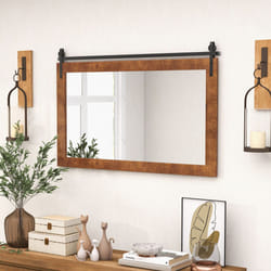 Farmhouse Bathroom Wall Mounted Mirror Explosion-proof Wall Mirror E/ Wood Frame