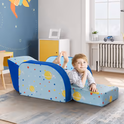 3-in-1 Kids Sofa Convertible Couch Fold out Sofa Bed Lounger Upholstered Chair