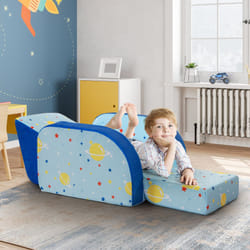 3-in-1 Kids Sofa Convertible Couch Fold out Sofa Bed Lounger Upholstered Chair