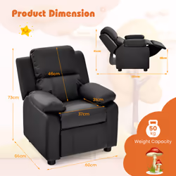 Kids Recliner Chair PU Leather Toddler Adjustable Sofa Chair Gaming Lounge Chair