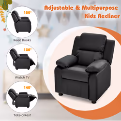 Kids Recliner Chair PU Leather Toddler Adjustable Sofa Chair Gaming Lounge Chair