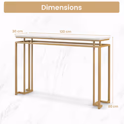 120cm Long Narrow Hallway Console Table Modern Entryway Table Faux Marble Table