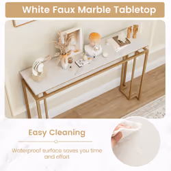 120cm Long Narrow Hallway Console Table Modern Entryway Table Faux Marble Table