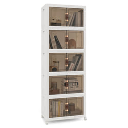 5 Pack Stackable Storage Cabinet Folding Home Organizer Lockable Wheels 92 Gal
