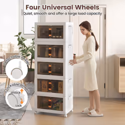 5 Pack Stackable Storage Cabinet Folding Home Organizer Lockable Wheels 92 Gal