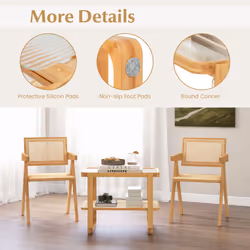 Bamboo Side Table Tempered Glass Top w/ Shelves Bedside Table Sofa End Nightstand