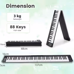 Foldable 88-Key Digital Piano Portable Electric Piano Keyboard Full-Size Keys