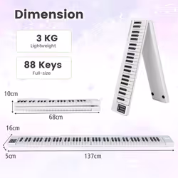 Foldable 88-Key Digital Piano Portable Electric Piano Keyboard Full-Size Keys