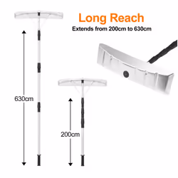 Aluminium Snow Roof Rake 200cm to 630cm Telescoping Snow Removal Tool w/ Blade