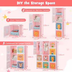 Kids Wardrobe 12-Cube Baby Closet Dresser Children's Storage Organizer