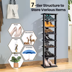 110 cm Narrrow 7-Tier Shoe Rack Tower Organiser with Removable Shelves