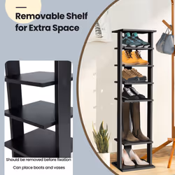 110 cm Narrrow 7-Tier Shoe Rack Tower Organiser with Removable Shelves