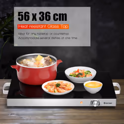 Electric Warming Tray Tempered Glass Top Food Warmer Plate Temperature Control
