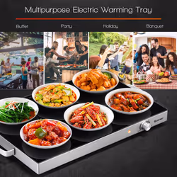 Electric Warming Tray Tempered Glass Top Food Warmer Plate Temperature Control