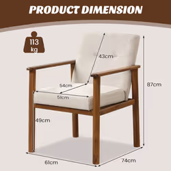 Modern Armchair Linen Fabric Leisure Accent Chair w/Rubber Wood Legs