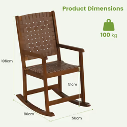 Wood Rocking Chair Indoor & Outdoor Home Patio Ergonomic Rocker w/ Curved Seat