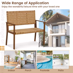 Garden Loveseat Bench Patio 2-Seater Chair Elegent Conversation Chair PU Seat