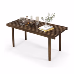Modern Coffee Table Accent Center Tea Table Cocktail Table with Slatted Tabletop