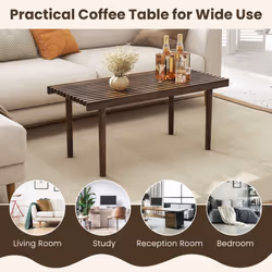 Modern Coffee Table Accent Center Tea Table Cocktail Table with Slatted Tabletop