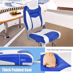 Boat Seat Folding Fishing Boat Chair W/ Long Fixation Strap Marine Captain Seat