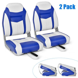 Set of 2 High Back Boat Seat Folding Fishing Boat Chair W/ Long Fixation Strap