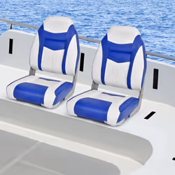 Set of 2 High Back Boat Seat Folding Fishing Boat Chair W/ Long Fixation Strap