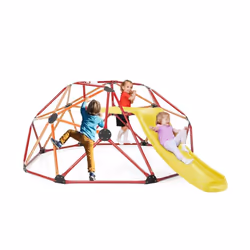 8FT Dome Climber Kids Toddler Climbing Frame With Slide Geometric Climbing Dome