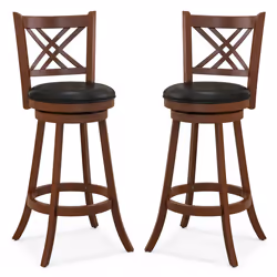 Set of 2 Bar Stools Counter Height Chair 360 °Swivel Upholstered Seat 29"